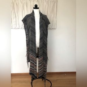 Free People boho stripe fringed shawl